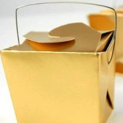 Richland 12 Tiny Gold Metallic Takeout Boxes 8oz