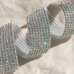 Richland Shop By Event Iridescent Diamond Ribbon Trim With Glass Stones Silver Setting 1-1/8in X 18-1/2"