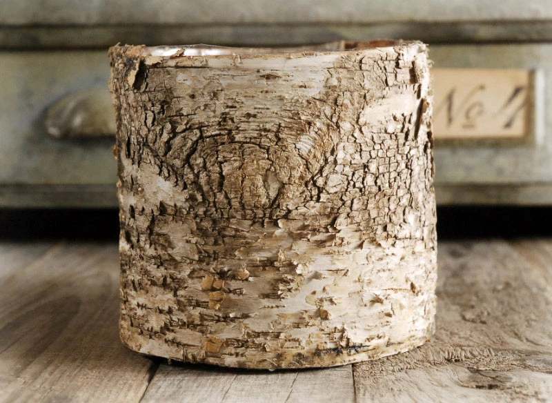 Richland Pots & Planters Birch Bark Covered 6" Planter Pot W/Liner 2 Richland Pots & Planters Birch Bark Covered 6" Planter Pot W/Liner