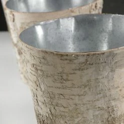 Richland Birch Bark Centerpiece Vase 7" Zinc Planter Weddings
