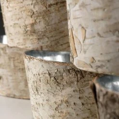 Richland Weddings Natural Birch Bark Zinc Planter Pot 4x8