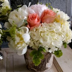 Richland Weddings Birch Bark Covered Zinc Planter Vase 5in