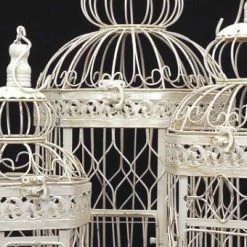 Richland Vintage Birdcages Set Of 3 Ivory Metal