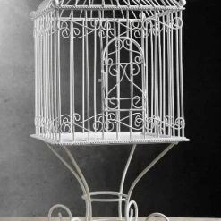 Richland Large Metal Vintage Bird Cage On Stand   21in