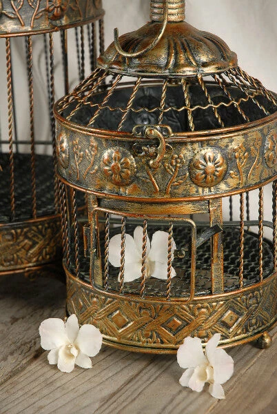 Richland Shop By Event Vintage Brass Round Bird Cages Set Of 2 2 Richland Shop By Event Vintage Brass Round Bird Cages Set Of 2