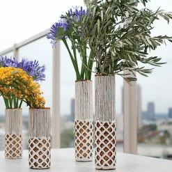 Richland Weddings Boho Copper & White Ceramic Vase 9"