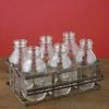 Richland Weddings Bottle Basket Caddy With 6 Glass Bottles