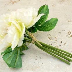 Richland Peony Silk Bouquet In White - 10" Tall Seasonal Parties