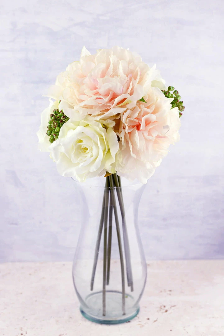 Richland Blush & White Peonies, Sedum, Silk Peony & Rose Bouquet, Artificial Flowers, Wedding Bouquet 1 Richland Blush & White Peonies, Sedum, Silk Peony & Rose Bouquet, Artificial Flowers, Wedding Bouquet
