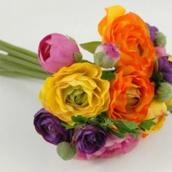 Richland Seasonal Parties Ranunculus Flower Bouquet 9" Orange, Purple, Yellow