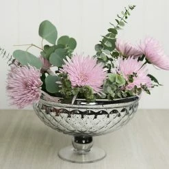 Richland Glass Pedestal Bowl 12x7.5in Silver Mercury Anniversary
