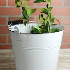 Richland White Enamel 11in Bucket With Handle