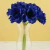 Save-On-Crafts Anemone Faux Flower Bundle In Navy Blue - 12" Tall