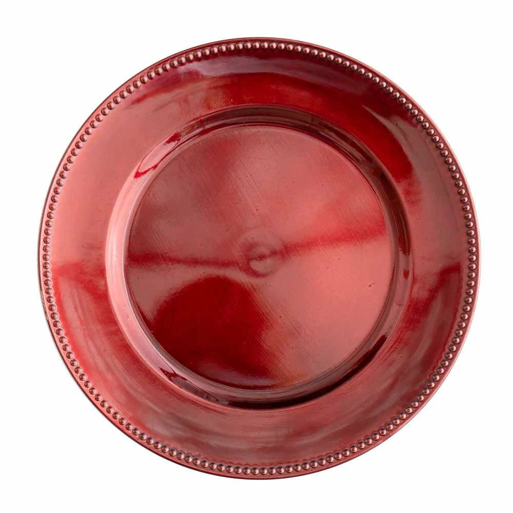 Richland Beaded Charger Plate 13" Burgundy Set Of 48 1 Richland Beaded Charger Plate 13" Burgundy Set Of 48