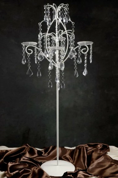 Richland White Candelabra With Hanging Crystals (Set Of 2) Shop By Event 2 Richland White Candelabra With Hanging Crystals (Set Of 2) Shop By Event