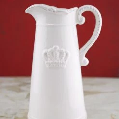 Richland Crown Ceramic White Pitcher 9.5in