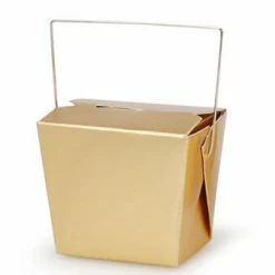 Save-On-Crafts Bachelorette Party 5 Tiny Gold Takeout Boxes 3in / 8 Ounce