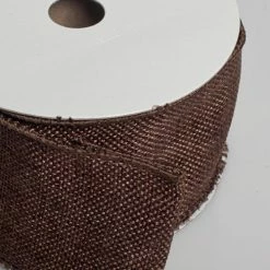 Richland Burlap Ribbon With Wire Chocolate Brown 2.5" X 10 Yards