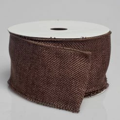 Richland Burlap Ribbon With Wire Chocolate Brown 2.5" X 10 Yards