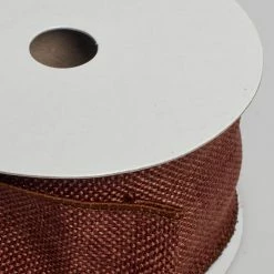 Shop By Event Richland Burlap Ribbon With Wire Copper Brown 2.5" X 10 Yards