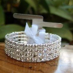 Richland Corsage Bracelet Silver Elastic With Rhinestones Anniversary