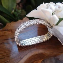 Richland Corsage Bracelet Silver Elastic With Rhinestones Anniversary