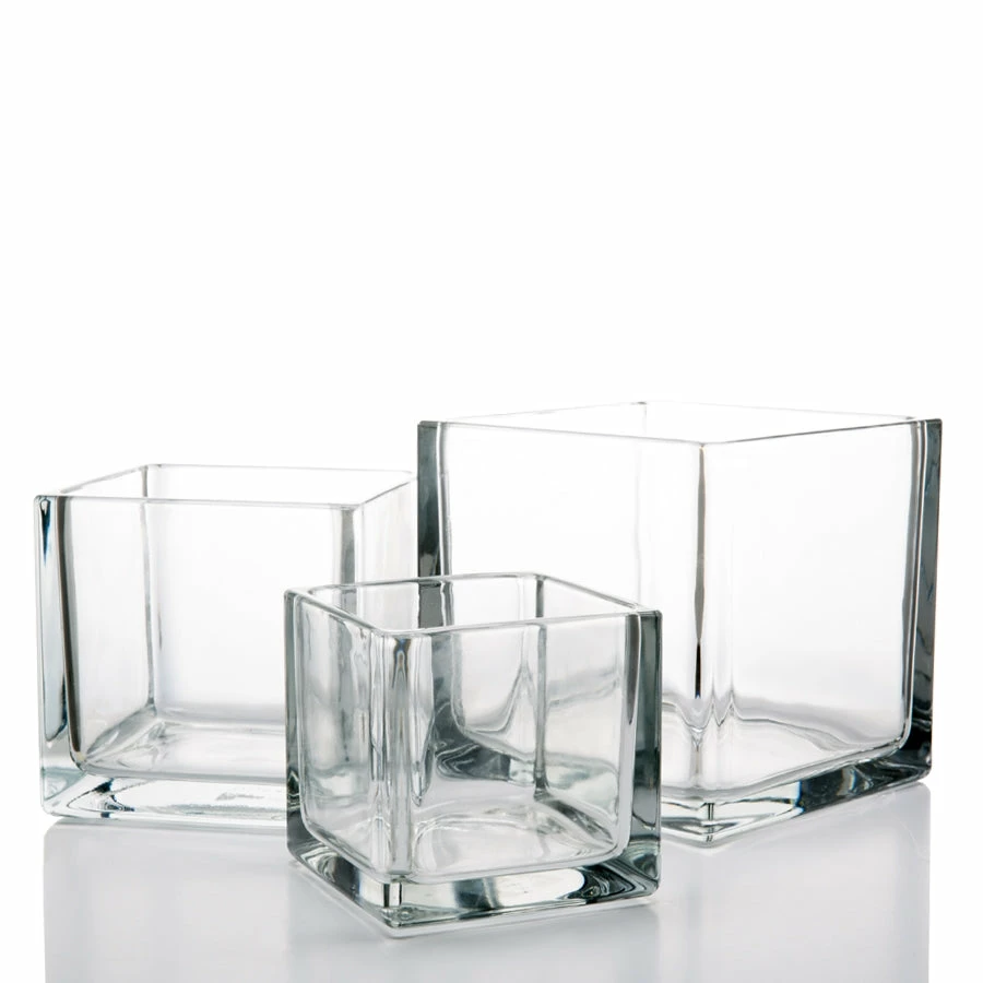 Richland Square Glass Cube Vase Set Of 36 (4"/5"/6") 1 Richland Square Glass Cube Vase Set Of 36 (4"/5"/6")