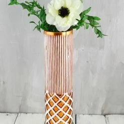 Richland Boho Copper & White Ceramic Vase 13" Weddings