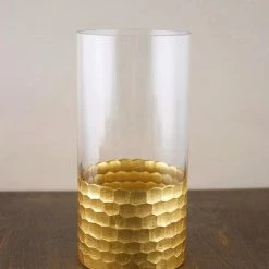 Richland Gold Honeycomb Cylinder Vase 8" X 4"