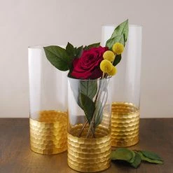 Richland Gold Honeycomb Cylinder Vase 8" X 4"