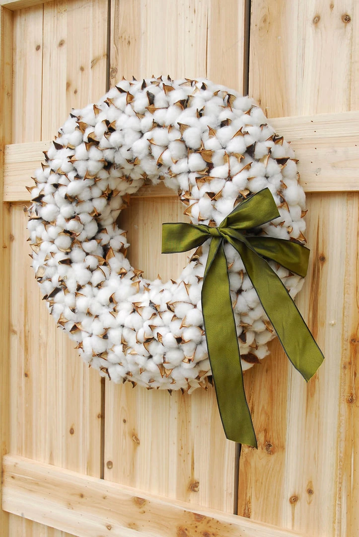 Richland Faux Cotton Wreath 18.5in 1 Richland Faux Cotton Wreath 18.5in