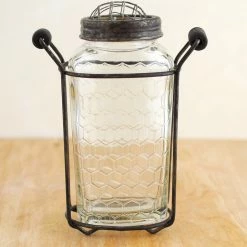 Richland Glass Bottle Honeycomb 6in With Frog Lid Weddings