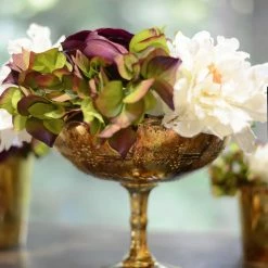 Richland Desiray Glass Compote 7" Gold