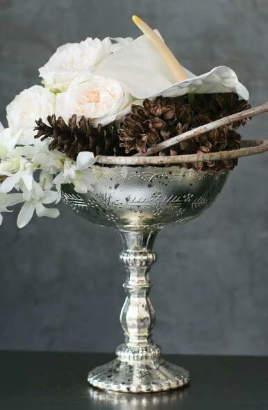 Richland Silver Desiray Glass Compote 6.75" X 8" 1 Richland Silver Desiray Glass Compote 6.75" X 8"