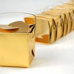 Richland 12 Tiny Gold Metallic Takeout Boxes 8oz