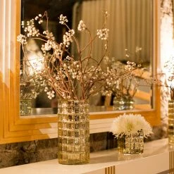 Richland Shop By Event Gold Mercury 4" Square Glass Cube Candle Holder