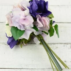 Richland Valentine's Day Pink & Purple Silk Hydrangea Ranunculus, Anemone Bouquet