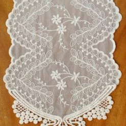 Richland Lace Table Runner & Chair Sash Ivory 12" X 74" Weddings