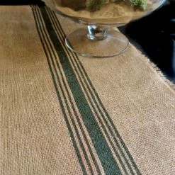 Richland Weddings Green Striped Burlap Runner 12.5 X 9 Feet