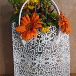 Richland Stiffened White Lace Tote 17"