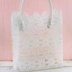 Richland Stiffened White Lace Tote 17"