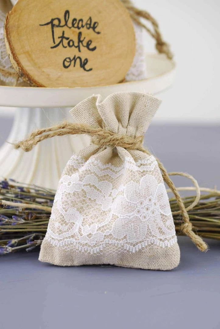 Richland Weddings 12 Linen & Lace 3x4 Favor Bags 2 Richland Weddings 12 Linen & Lace 3x4 Favor Bags