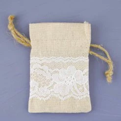 Richland Weddings 12 Linen & Lace 3x4 Favor Bags