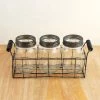 Richland Wire Basket With 3 Glass Mason Jars With Frog Lids