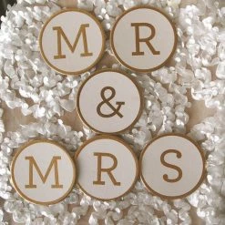 Richland Shop By Event Fancy Gold Foil Mr. & Mrs Medallions Round 2.5", Extra "S"