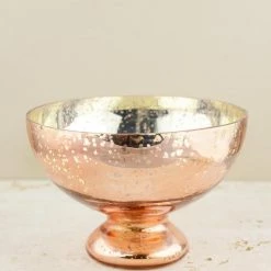 Richland Mercury Glass Compote Bowl Rose Gold 7x5in Anniversary