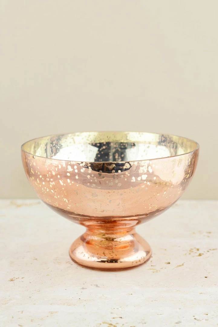 Richland Mercury Glass Compote Bowl Rose Gold 7x5in Anniversary 2 Richland Mercury Glass Compote Bowl Rose Gold 7x5in Anniversary