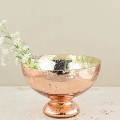 Richland Mercury Glass Compote Bowl Rose Gold 7x5in Anniversary