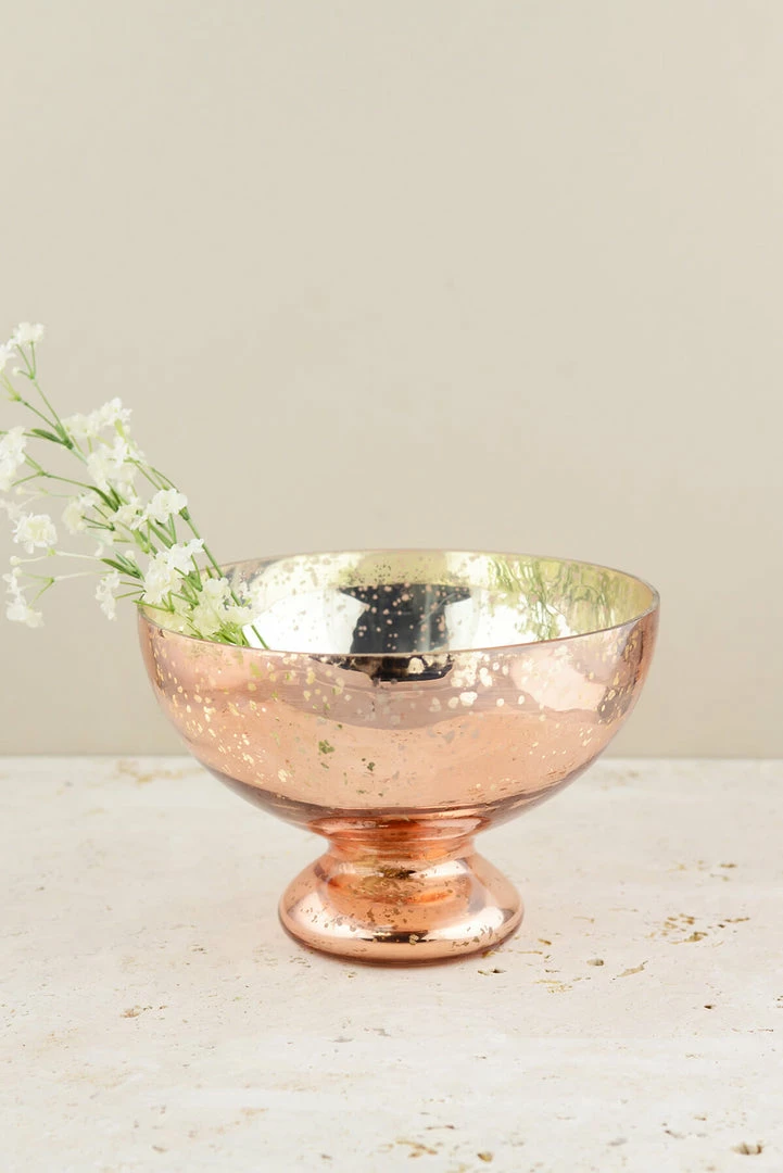 Richland Mercury Glass Compote Bowl Rose Gold 7x5in Anniversary 1 Richland Mercury Glass Compote Bowl Rose Gold 7x5in Anniversary