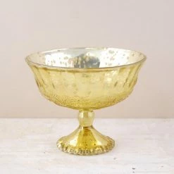 Richland Mercury Glass Compote Gold 7x5.25in